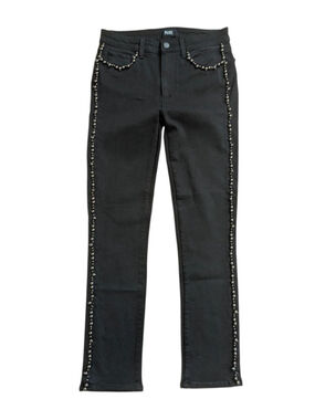 PAIGE Hoxton Embellished Skinny Jeans with Silver Beaded Trim Size 27